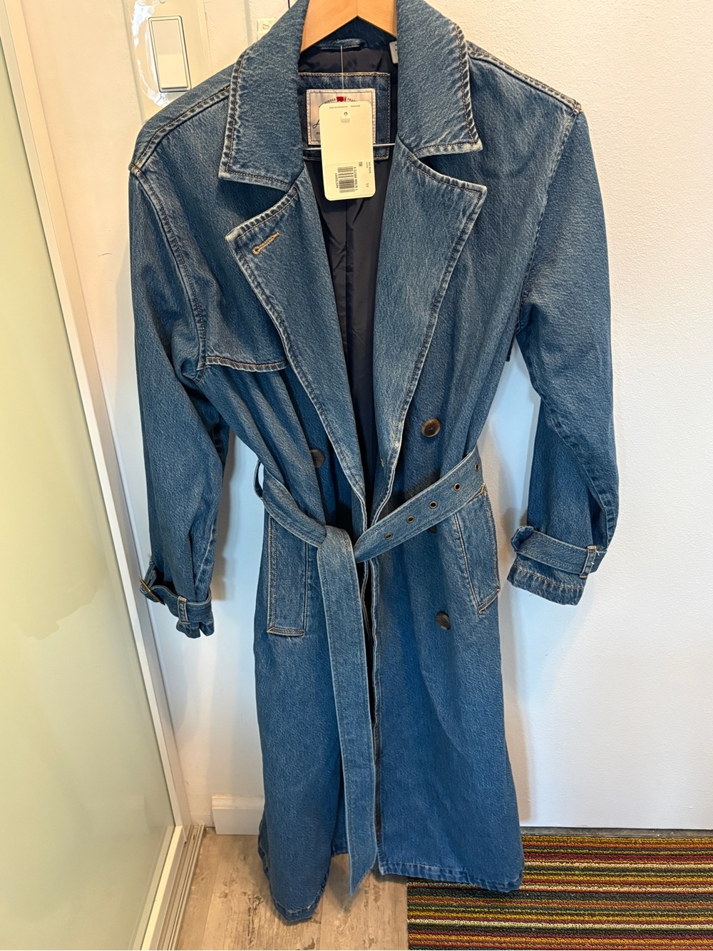 Levi's Indigo Denim Trench Coat with Waist Tie